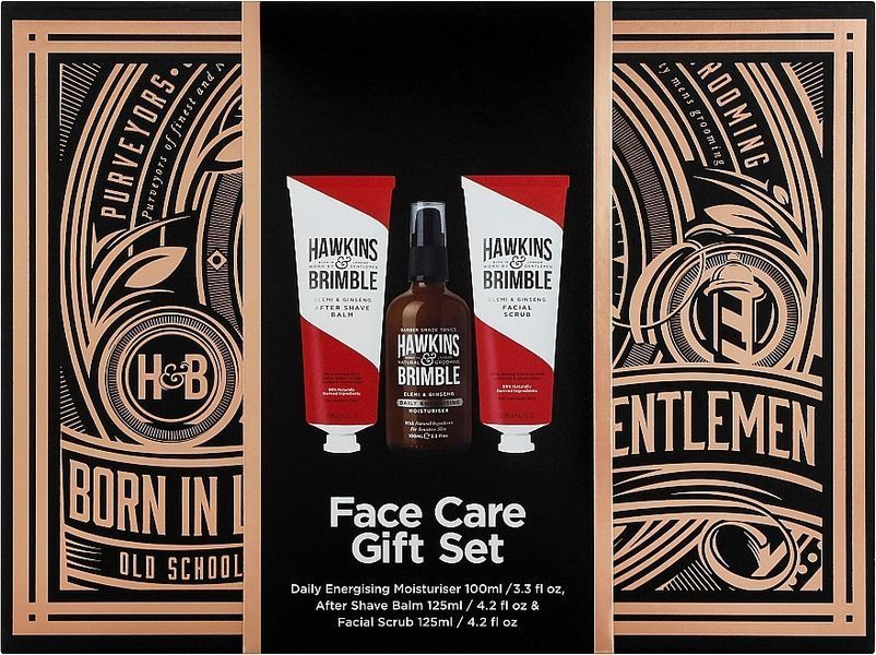 Подарочный набор для ухода за лицом Hawkins&Brimble Face box (гель для лица, гель для умывания, скраб) 4129237 фото