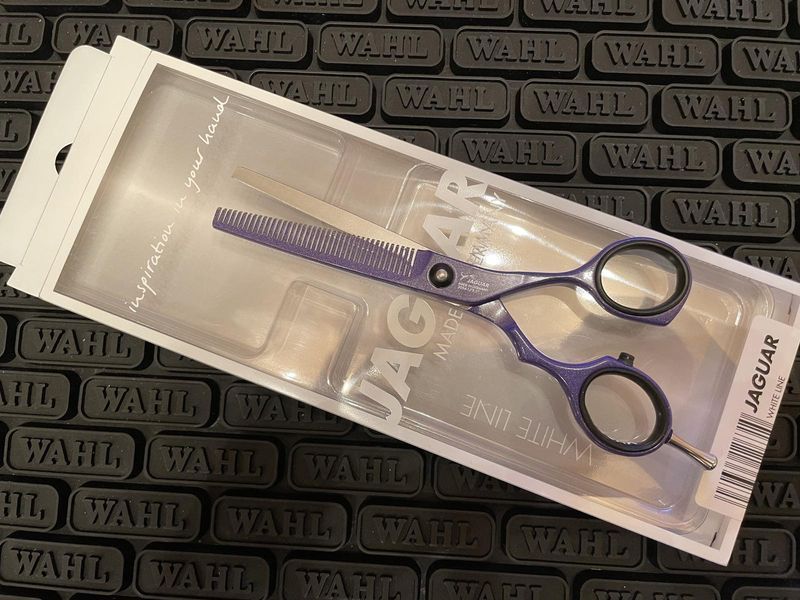 Філіровочні ножиці JAGUAR White Line Pastell plus ES40 Offset viola. Довжина 5.50 дюйма 3054-1 фото