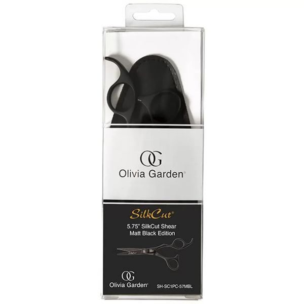 Ножиці для стриження волосся Olivia Garden SilkCut 5.75" матові чорні + чохол 25258 фото