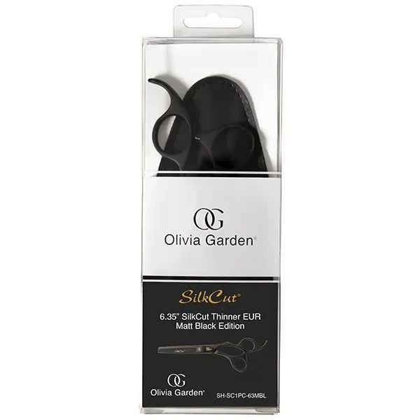 Ножиці філірувальні Olivia Garden Silkcut. Довжина 6,35 European Style матові чорні + чохол 25259 фото