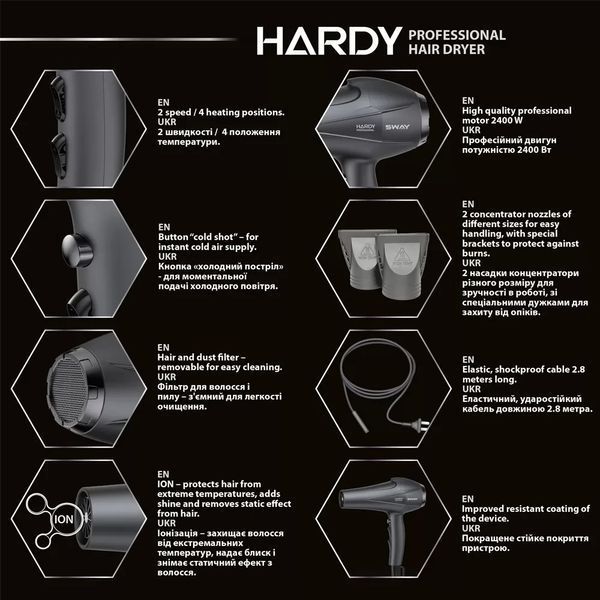 Фен для волосся Sway Hardy 2400 Вт 25555 фото