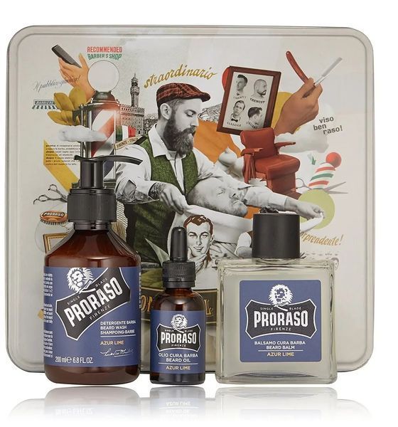 Набір для бороди Proraso Lime в металевій коробці (шампунь, бальзам та олія) 8004395006915 фото
