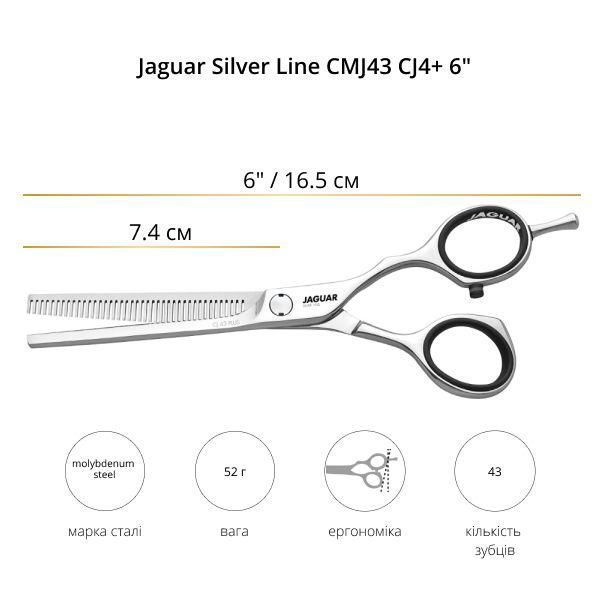 Ножиці для стриження Ягуар (JAGUAR) Silver Line Fame. Довжина 5.50 дюйма (артикул 70055) 70055 фото
