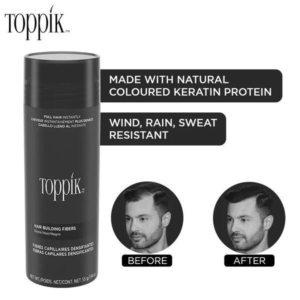 Кератинова пудра-загусник для волосся Toppik чорний (55 грамів, Black) toppik Black 55 фото