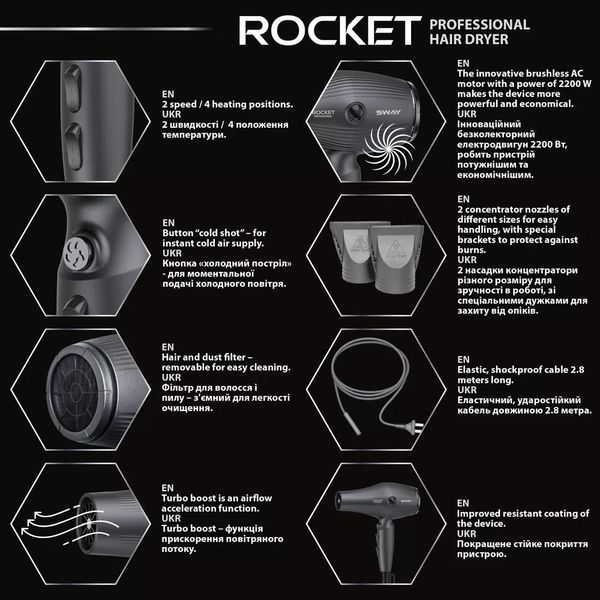 Фен для волос Sway Rocket 2200 Вт 25557 фото