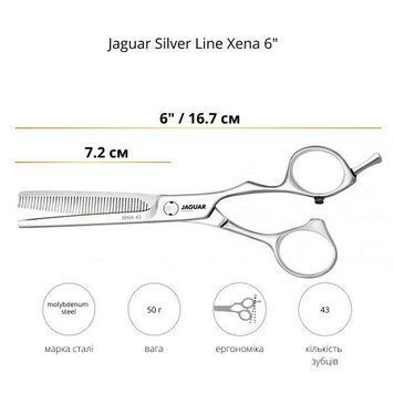 Профессиональные филировочные ножницы для стрижки волос Jaguar Silver Line Xena размер 6.00 71600 фото
